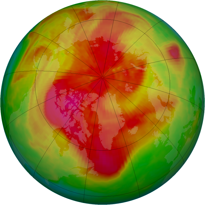 Arctic ozone map for 24 March 1989